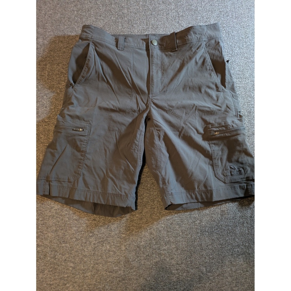L.L.Bean Shorts Mens 31 Classic Fit Chino Pocket Casual Gray Zipper‎ Pockets